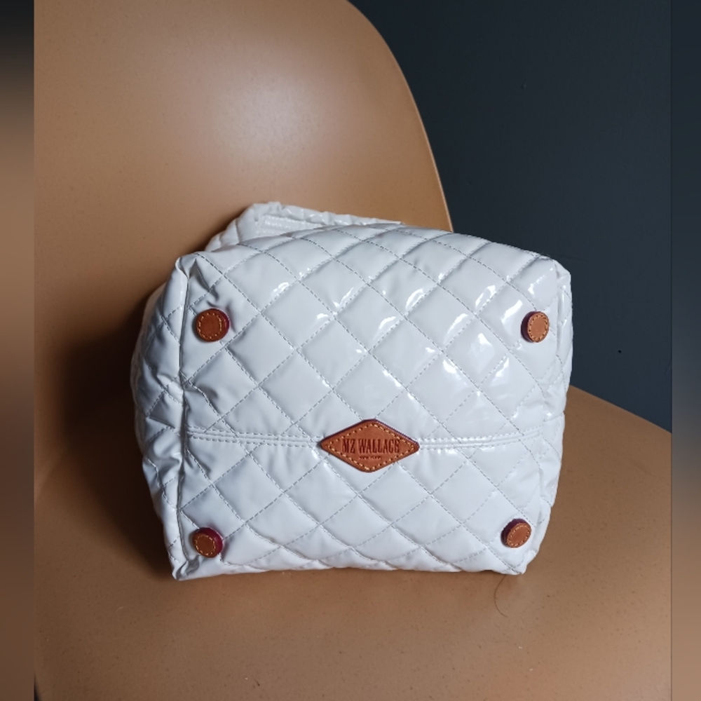 Mz Wallace Quilted Chalk Liquid, Lacquer Bag, Purse, WITHOUT CROSSBODY STRAP - Picture 8 of 13